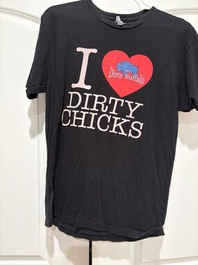 5/$25 I Heart Dirty Chicks Graphic Tee - Black with Red Heart